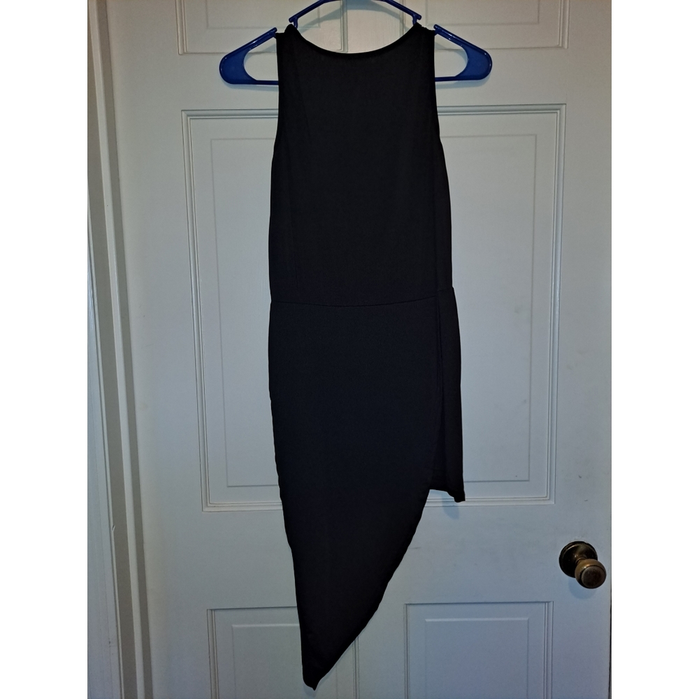 Black sleeveless dress asymmetrical size Small